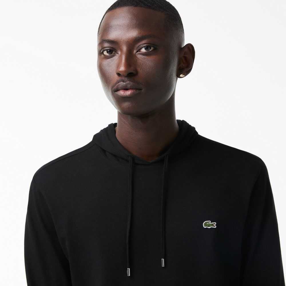 Lacoste Kukuletalı Pamuklu Jersey Sweatshirt Siyah | OA6950438