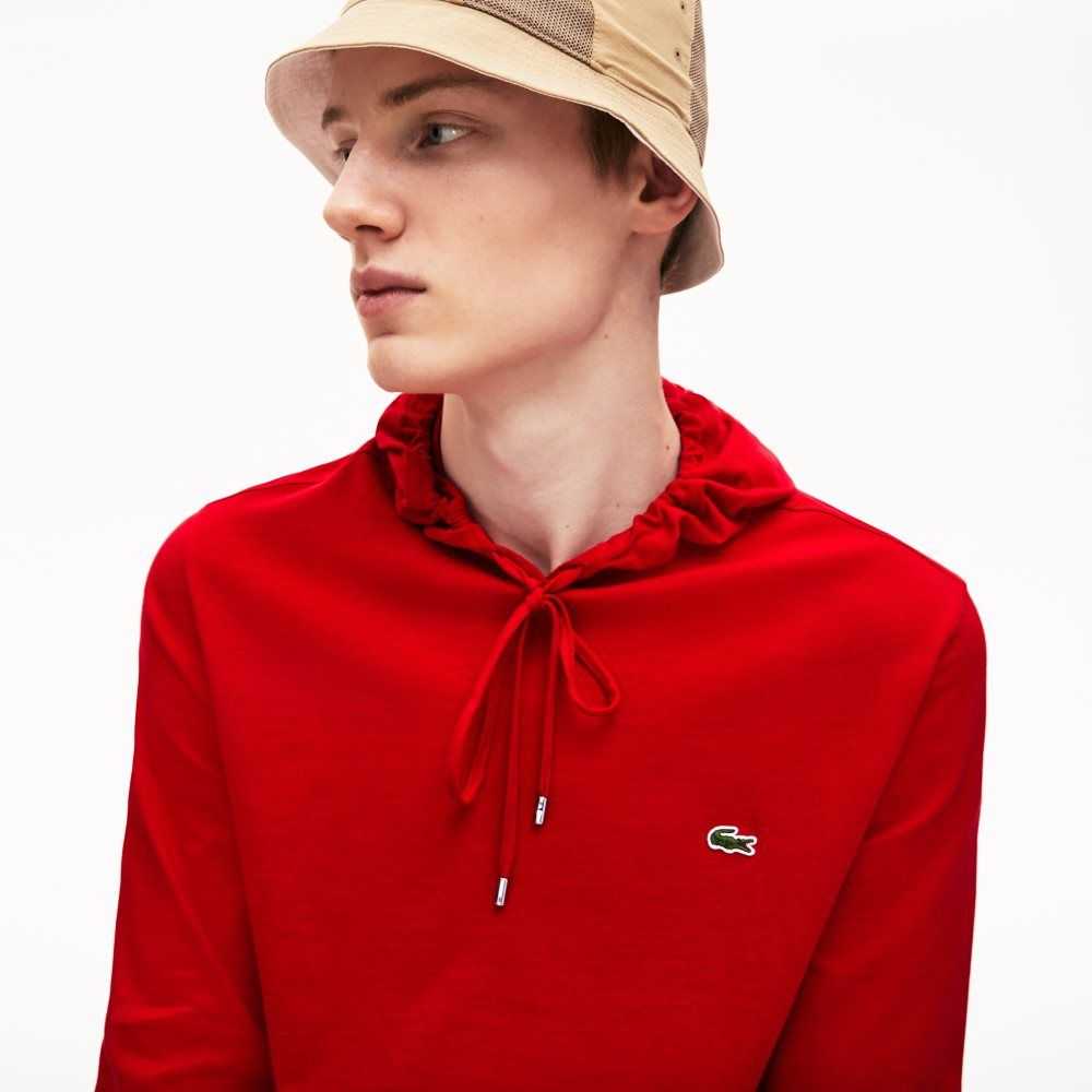 Lacoste Kukuletalı Pamuklu Jersey Sweatshirt Kırmızı | WM8362451