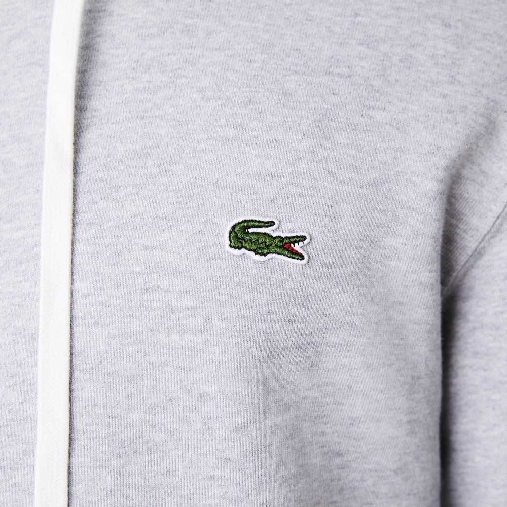 Lacoste Kukuletalı Print Sleeve Fleece Gri | NJ0918356