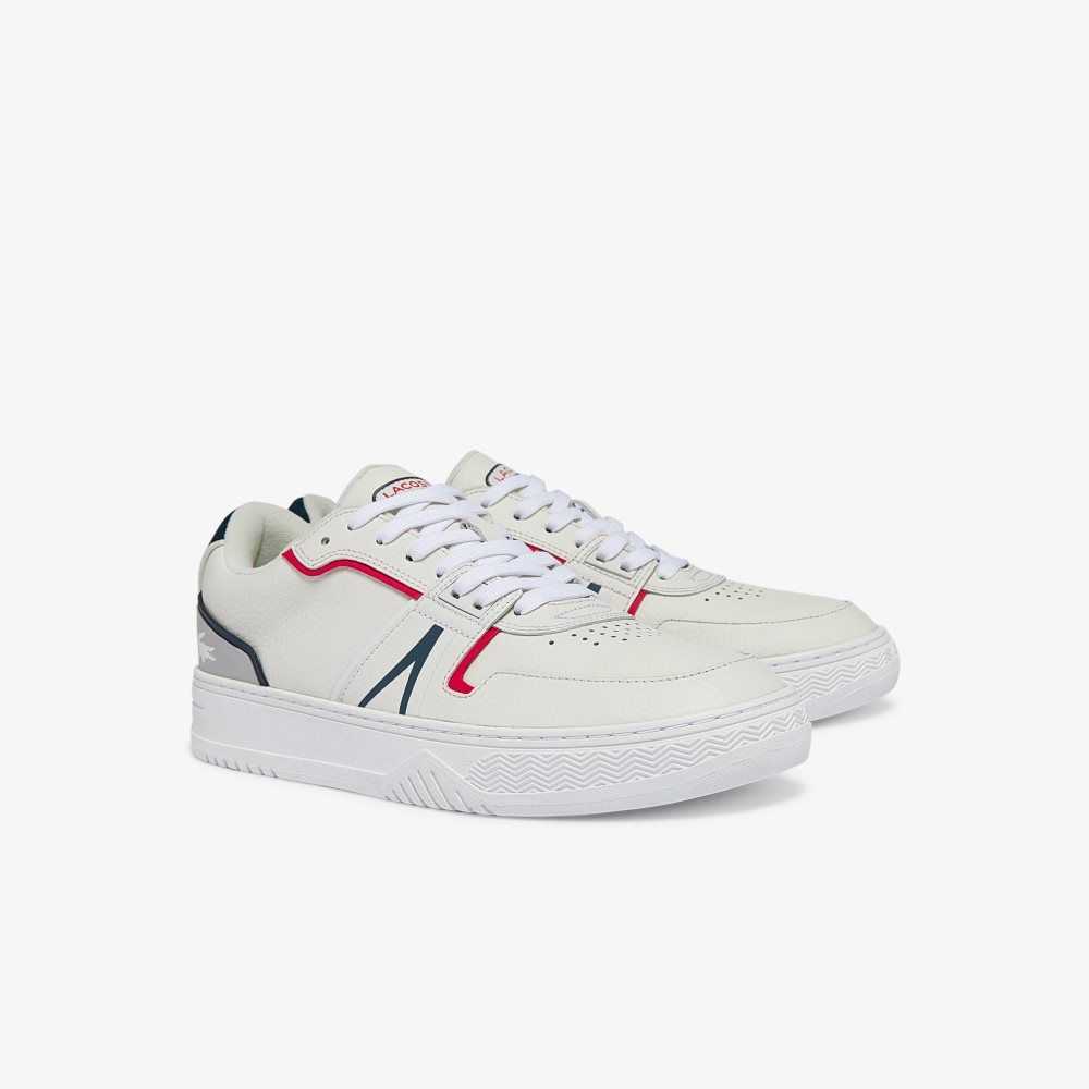 Lacoste L001 Deri Beyaz Mavi Kırmızı | HS7504192