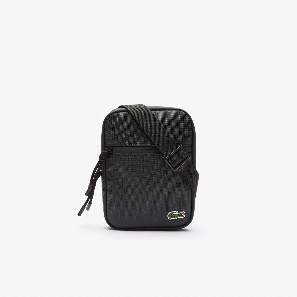 Lacoste LCST Coated Kanvas Small Düz Crossbody Siyah | SH4370928