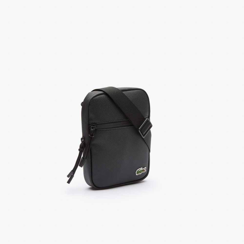 Lacoste LCST Coated Kanvas Small Düz Crossbody Siyah | SH4370928