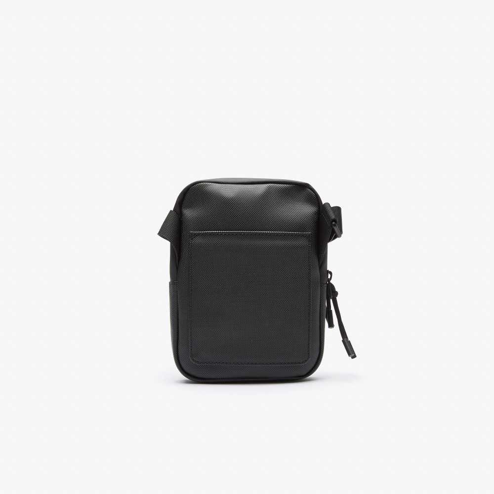 Lacoste LCST Coated Kanvas Small Düz Crossbody Siyah | SH4370928