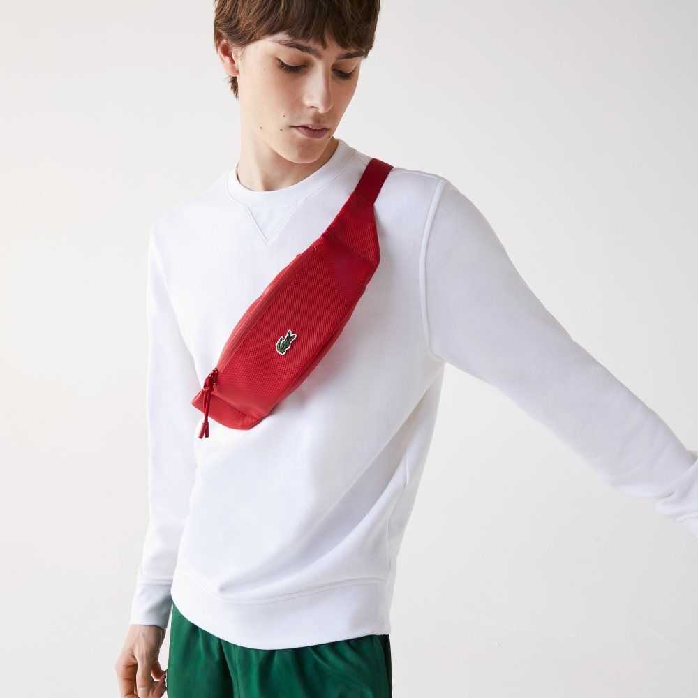 Lacoste LCST Coated Kanvas Zippered Fanny Pack Kırmızı | AC9852746