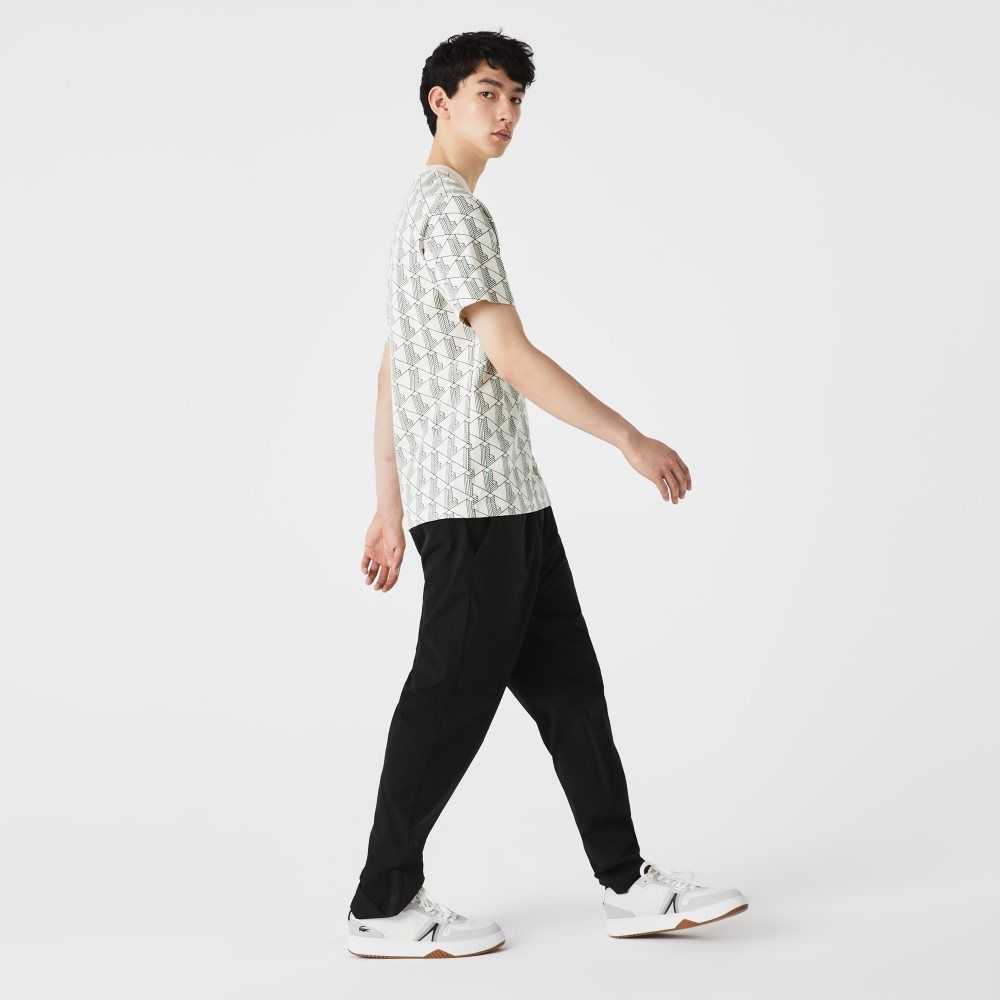 Lacoste LIVE Monogram Print Pamuklu Beyaz Yeşil | PD7503648