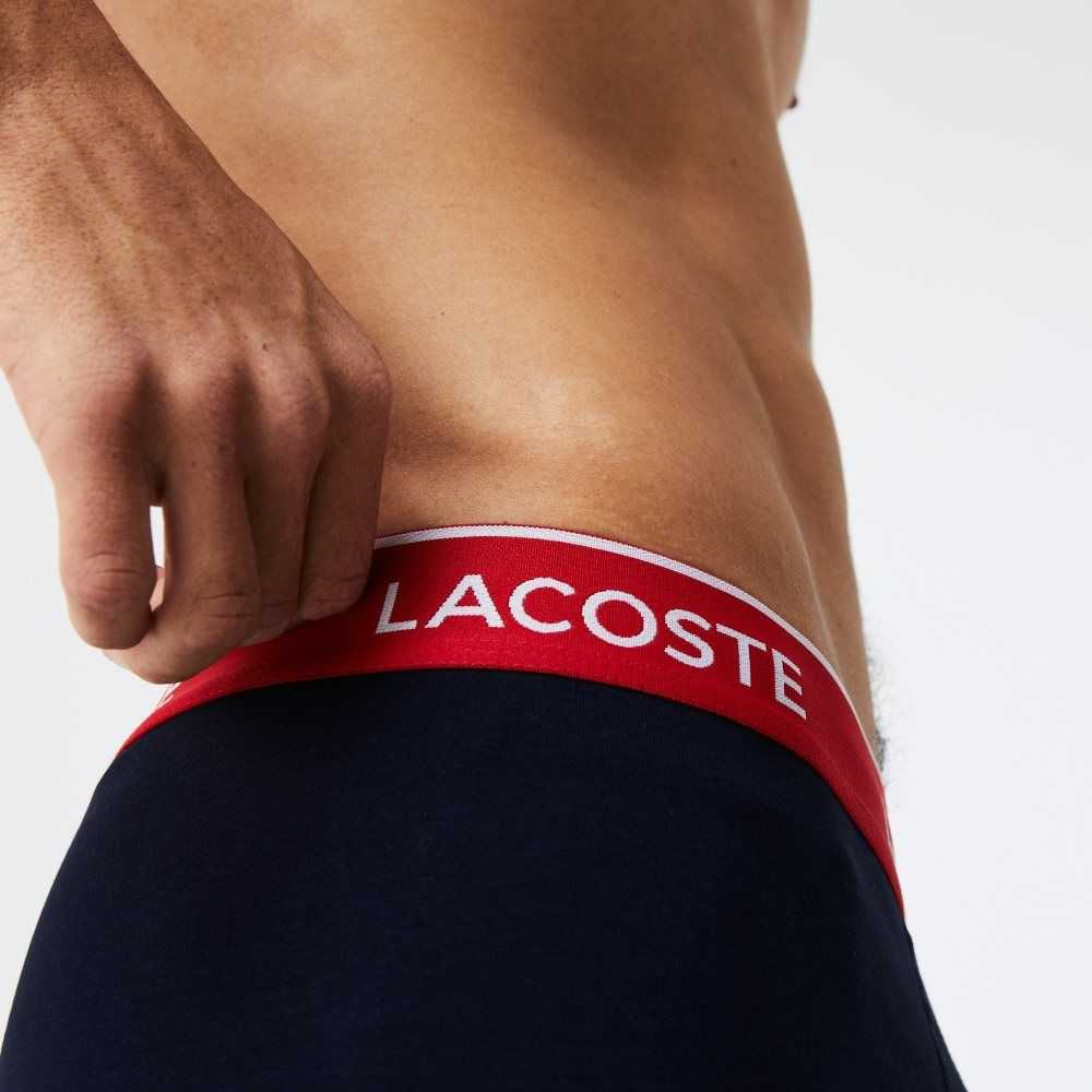 Lacoste Long Pamuklu Boksör Brief 3-Pack Lacivert Mavi Yeşil Kırmızı Lacivert Mavi | XO2643715