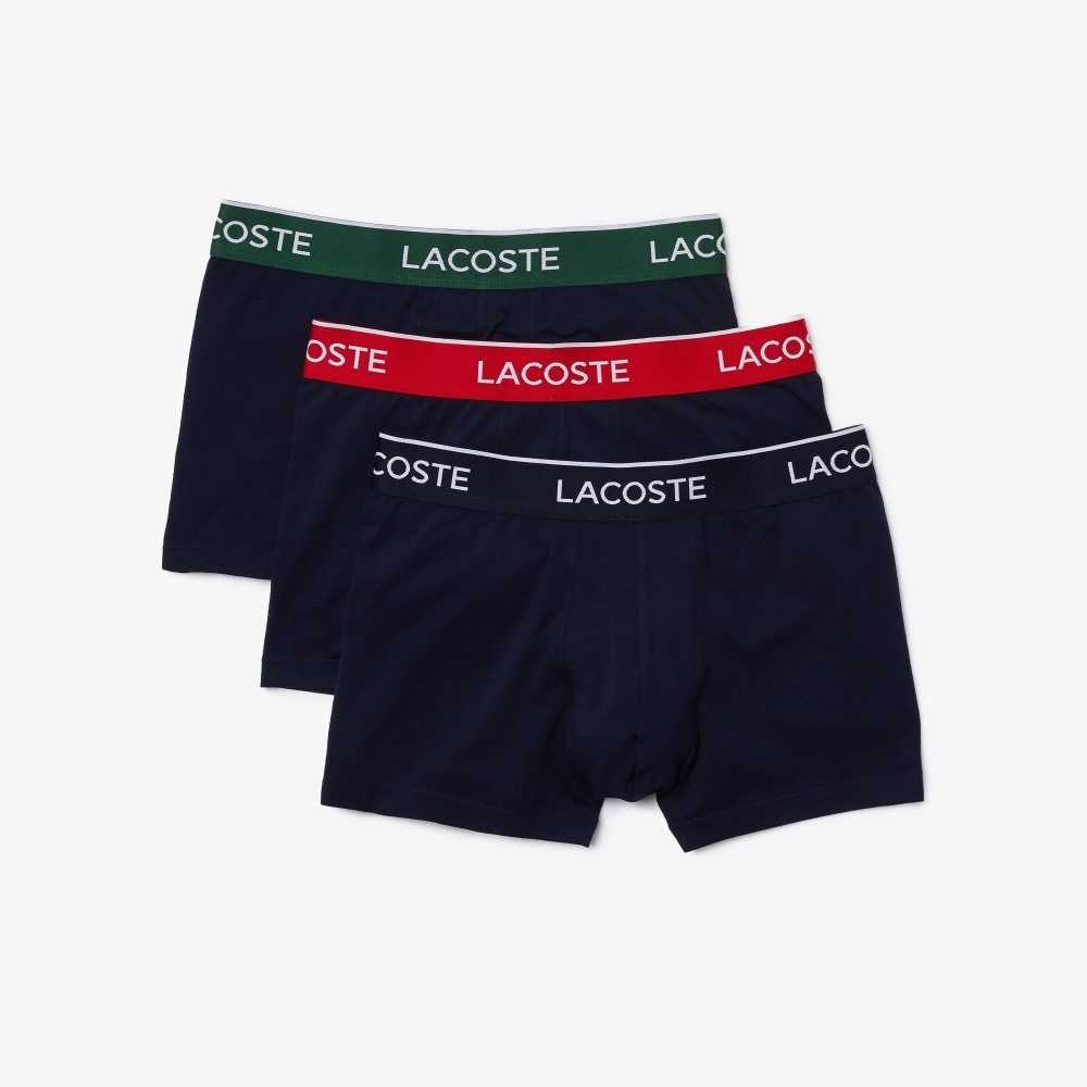 Lacoste Long Pamuklu Boksör Brief 3-Pack Lacivert Mavi Yeşil Kırmızı Lacivert Mavi | XO2643715