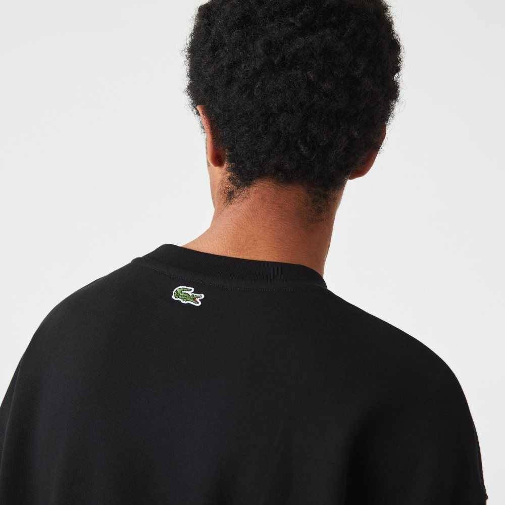 Lacoste Loose Fit Branded Monogram Print Siyah | PA0721468