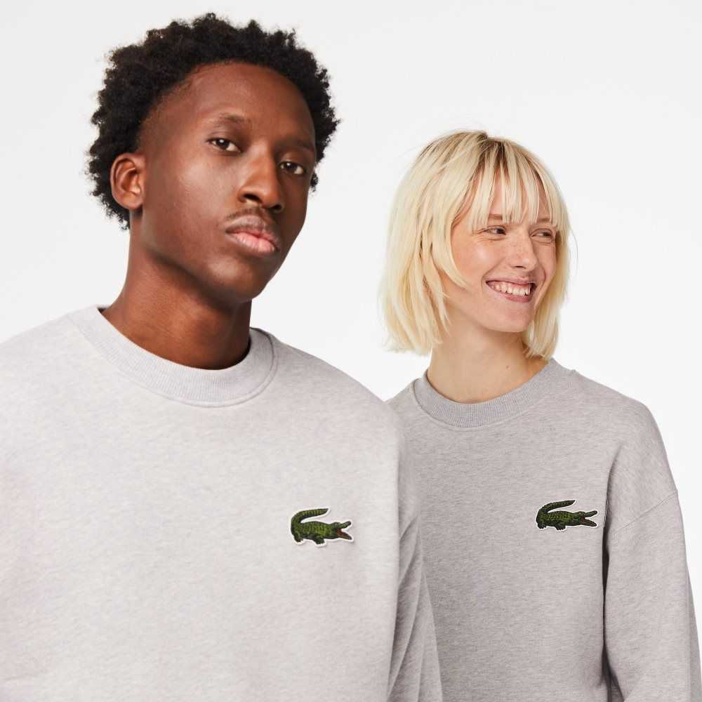 Lacoste Loose Fit Crocodile Badge Gri | UG1983207