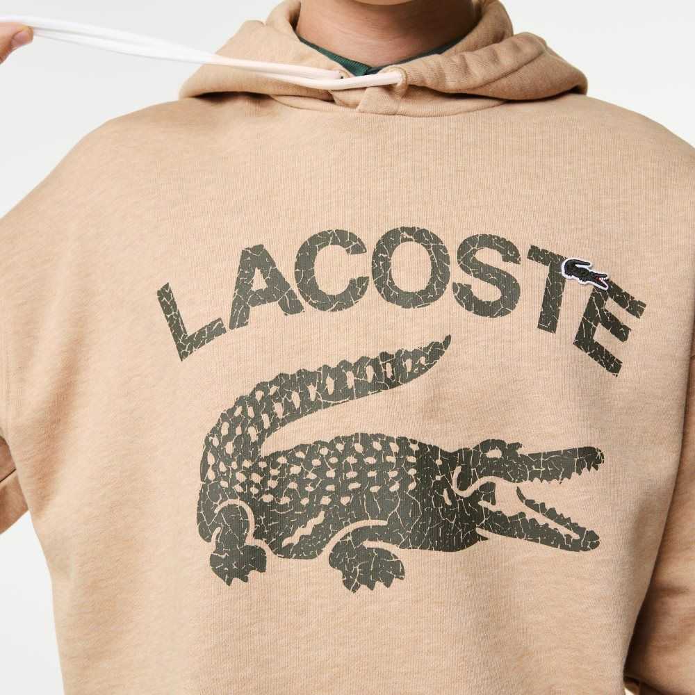 Lacoste Loose Fit Crocodile Kukuletalı Bej Rengi | UH3294687