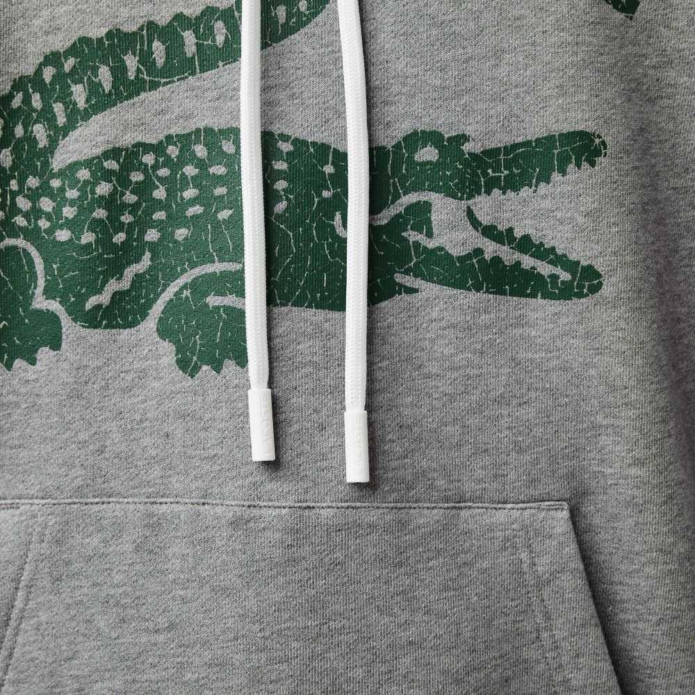 Lacoste Loose Fit Crocodile Kukuletalı Gri | LP4308162