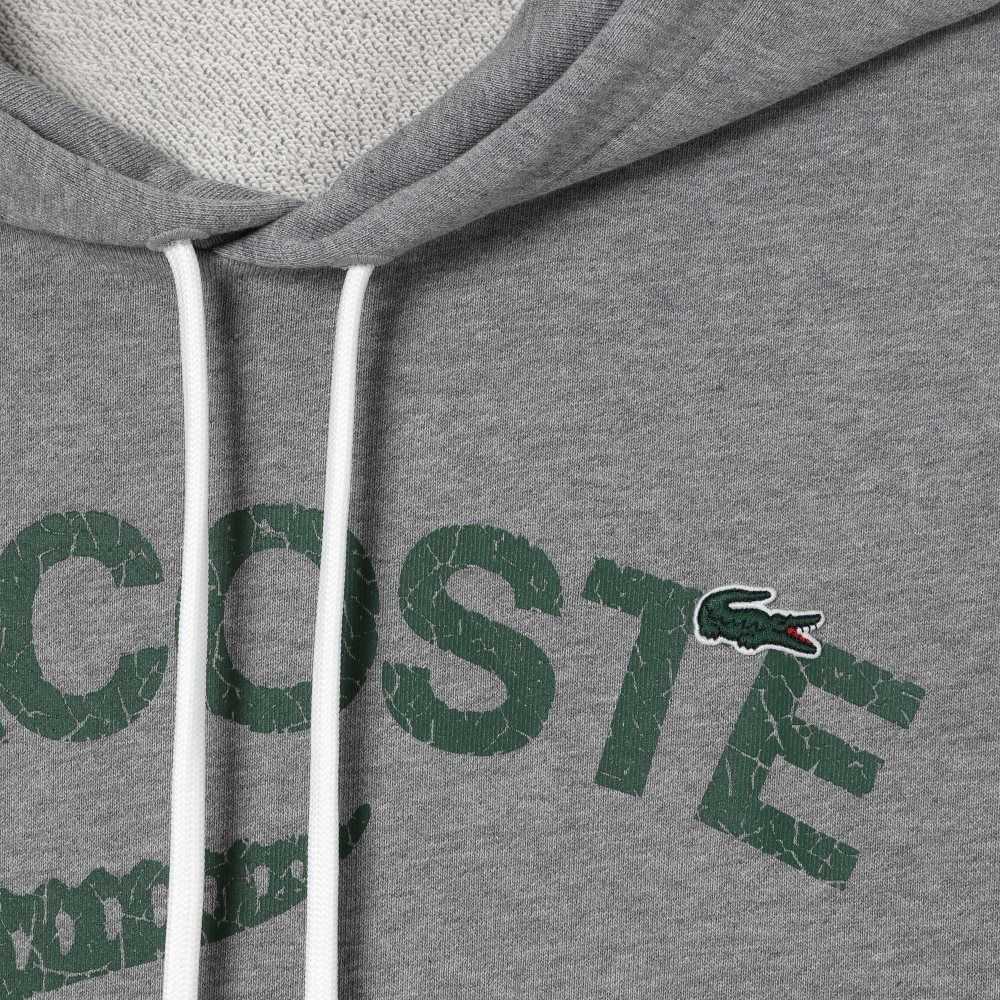 Lacoste Loose Fit Crocodile Kukuletalı Gri | LP4308162