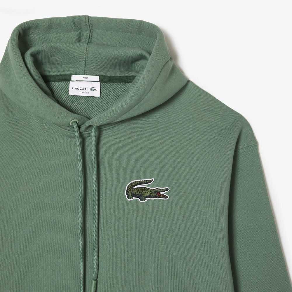 Lacoste Loose Fit Kukuletalı Organic Pamuklu Haki Yeşil | CM6259408