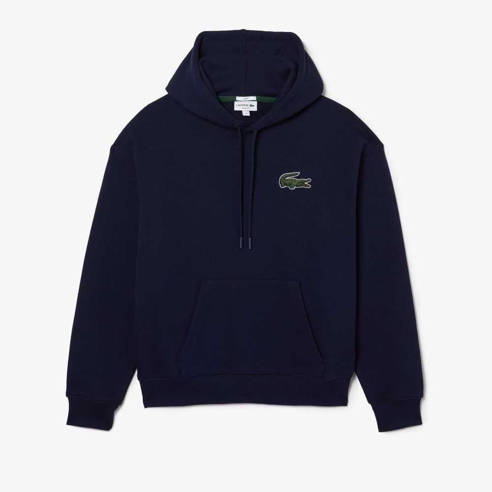 Lacoste Loose Fit Kukuletalı Organic Pamuklu Sweatshirt Lacivert Mavi | VX2718365