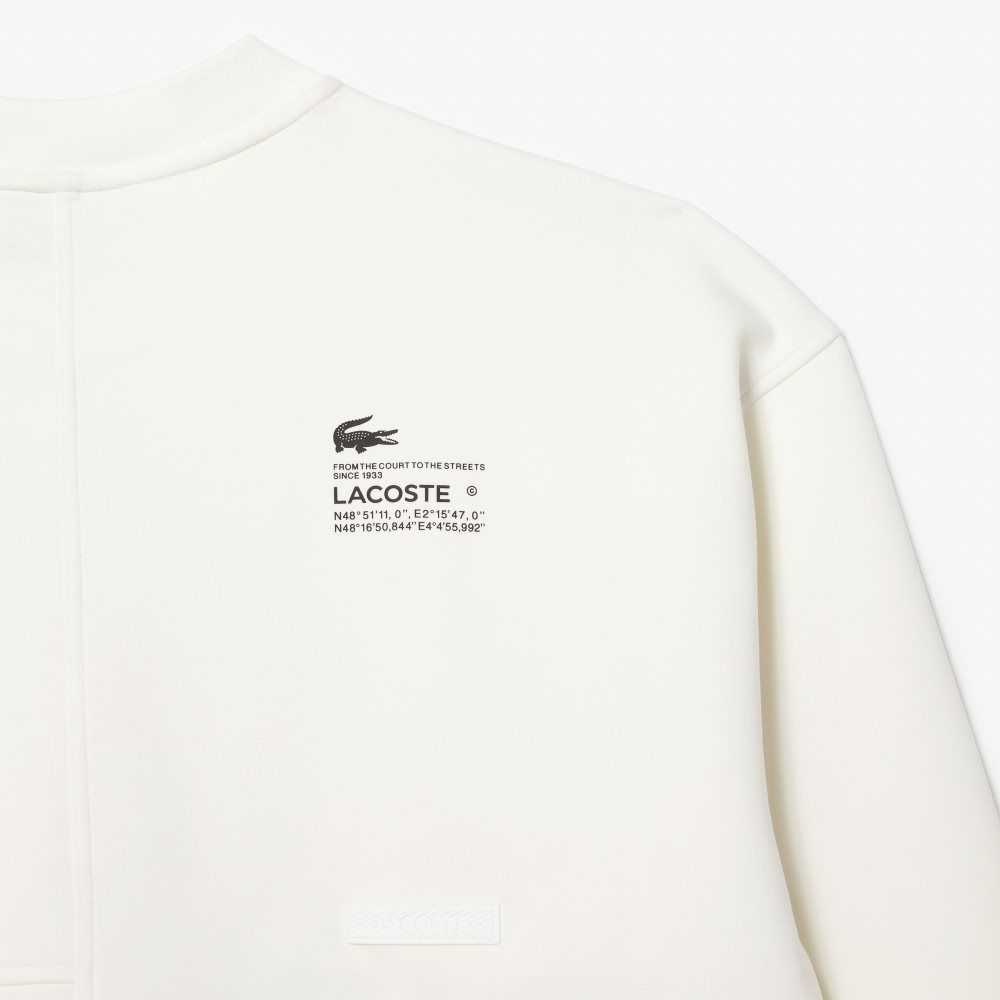 Lacoste Loose Fit Patchwork Effect Beyaz | AF5371692