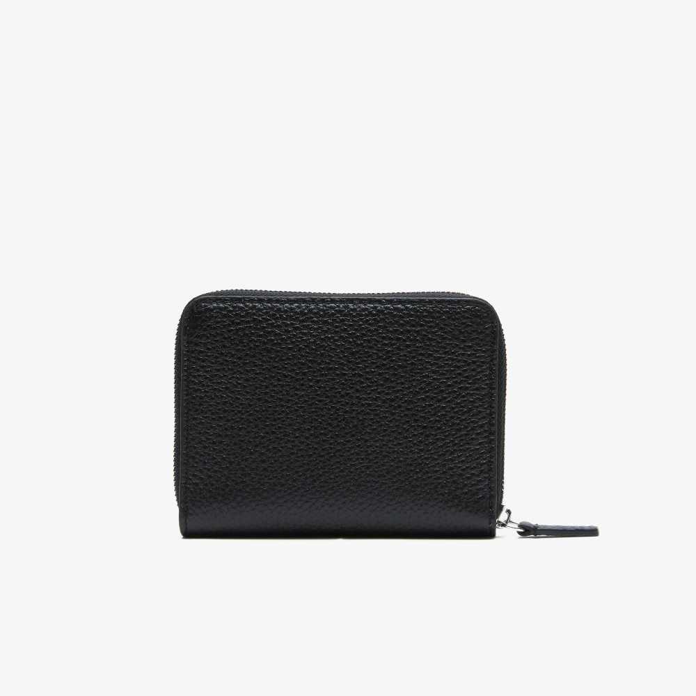 Lacoste Metal Plate Small Zip Wallet Siyah | VR6329571