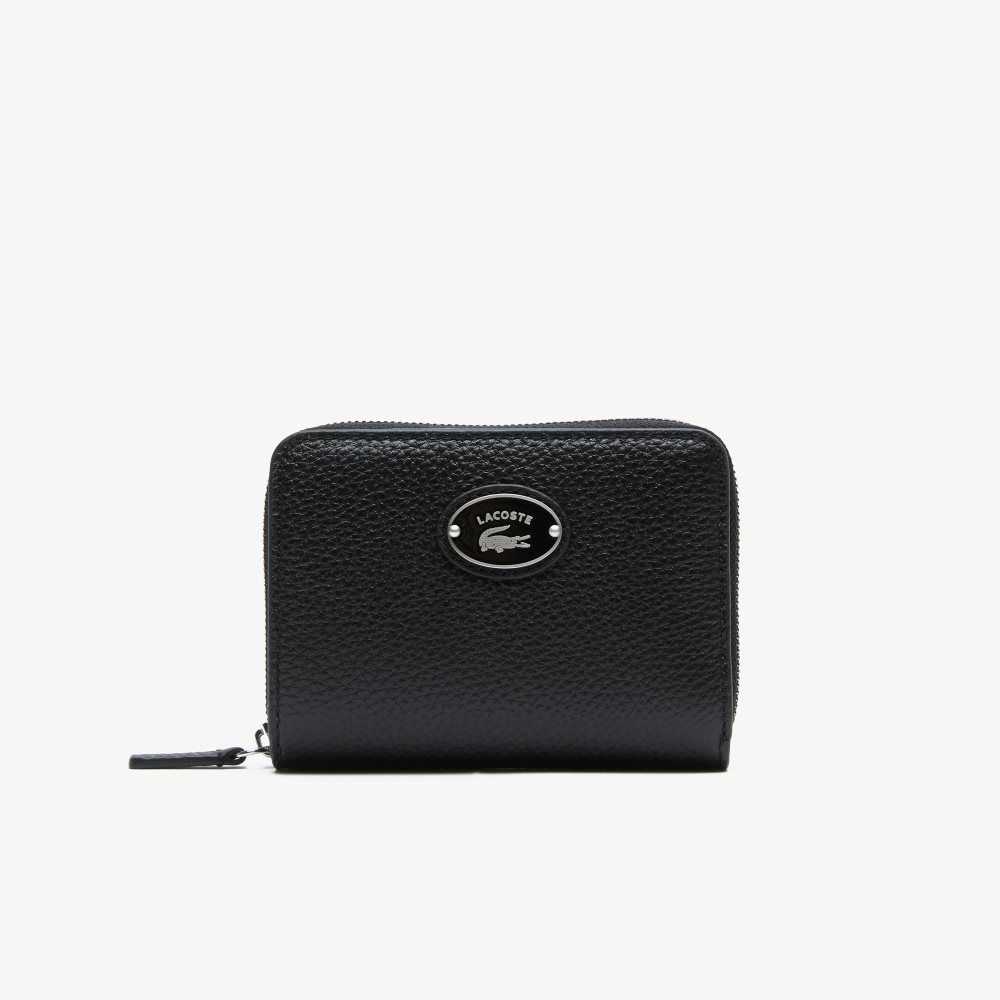 Lacoste Metal Plate Small Zip Wallet Siyah | VR6329571