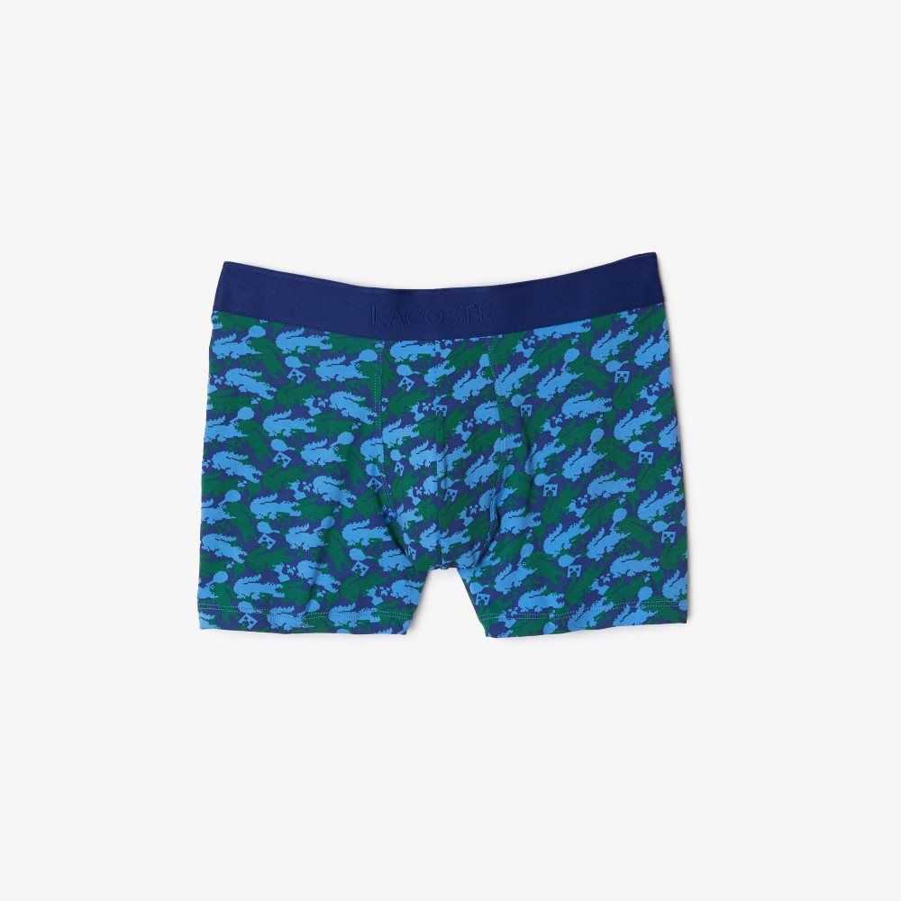 Lacoste Minecraft Print Long Organic Pamuklu Boksör Briefs Renkli | SI3970425