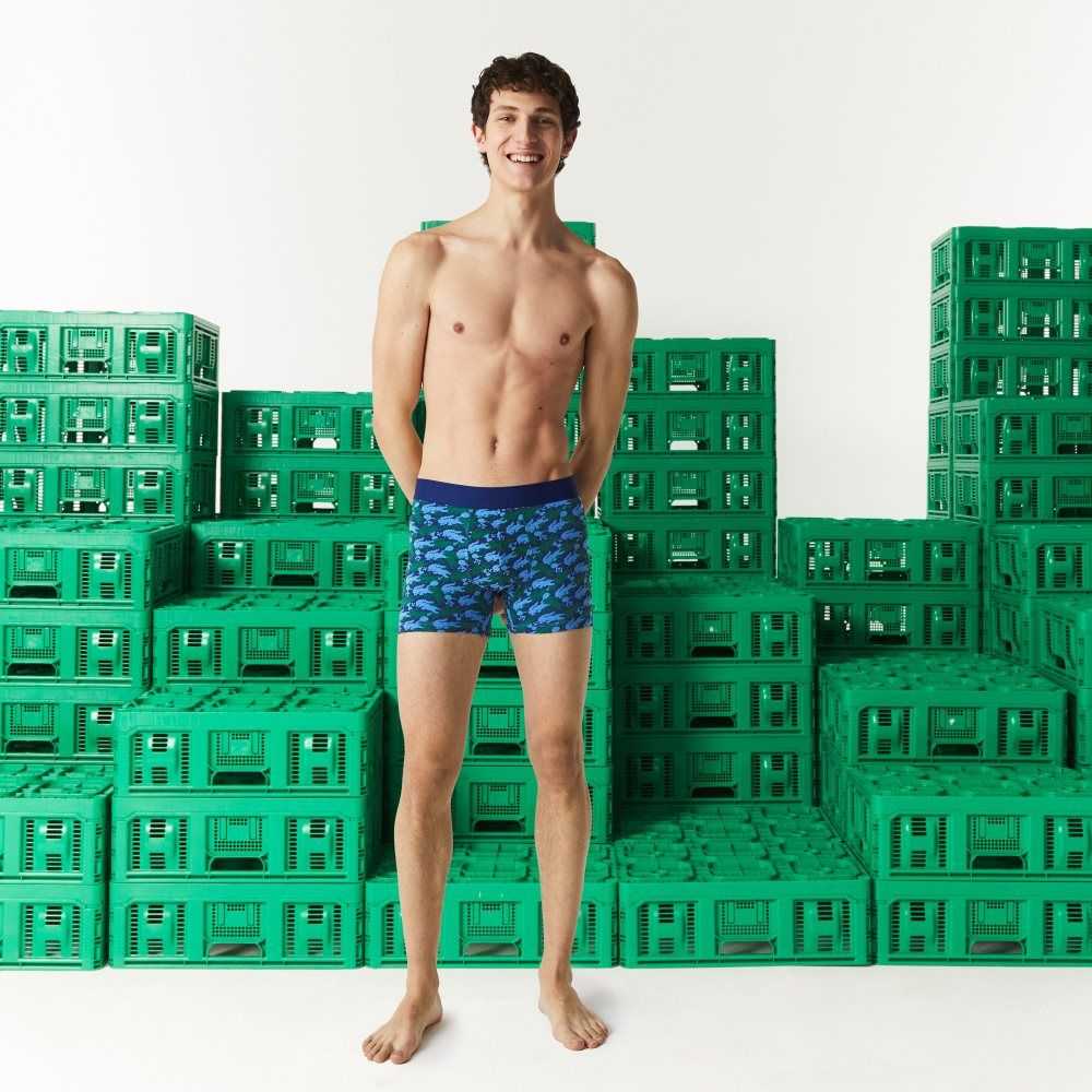 Lacoste Minecraft Print Long Organic Pamuklu Boksör Briefs Renkli | SI3970425