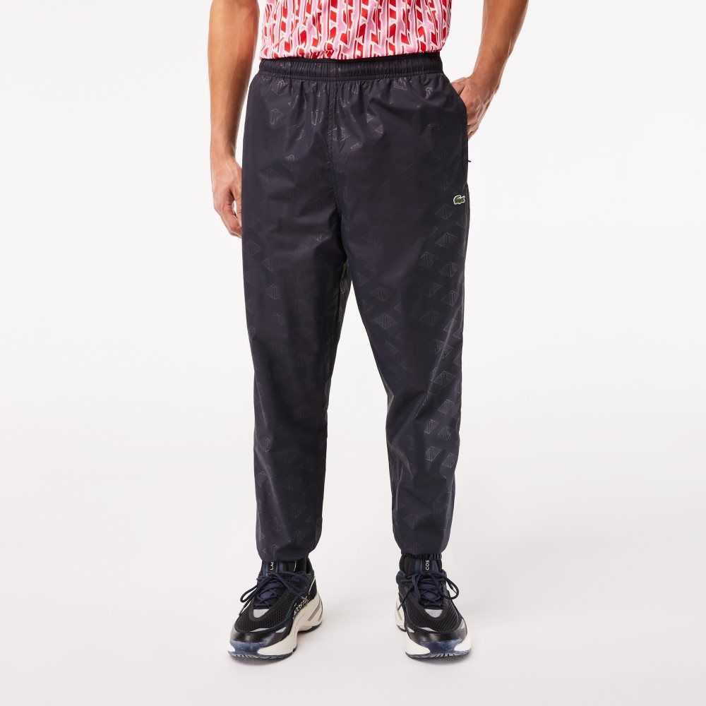 Lacoste Monogram Print Parça Pants Siyah | WQ1749628