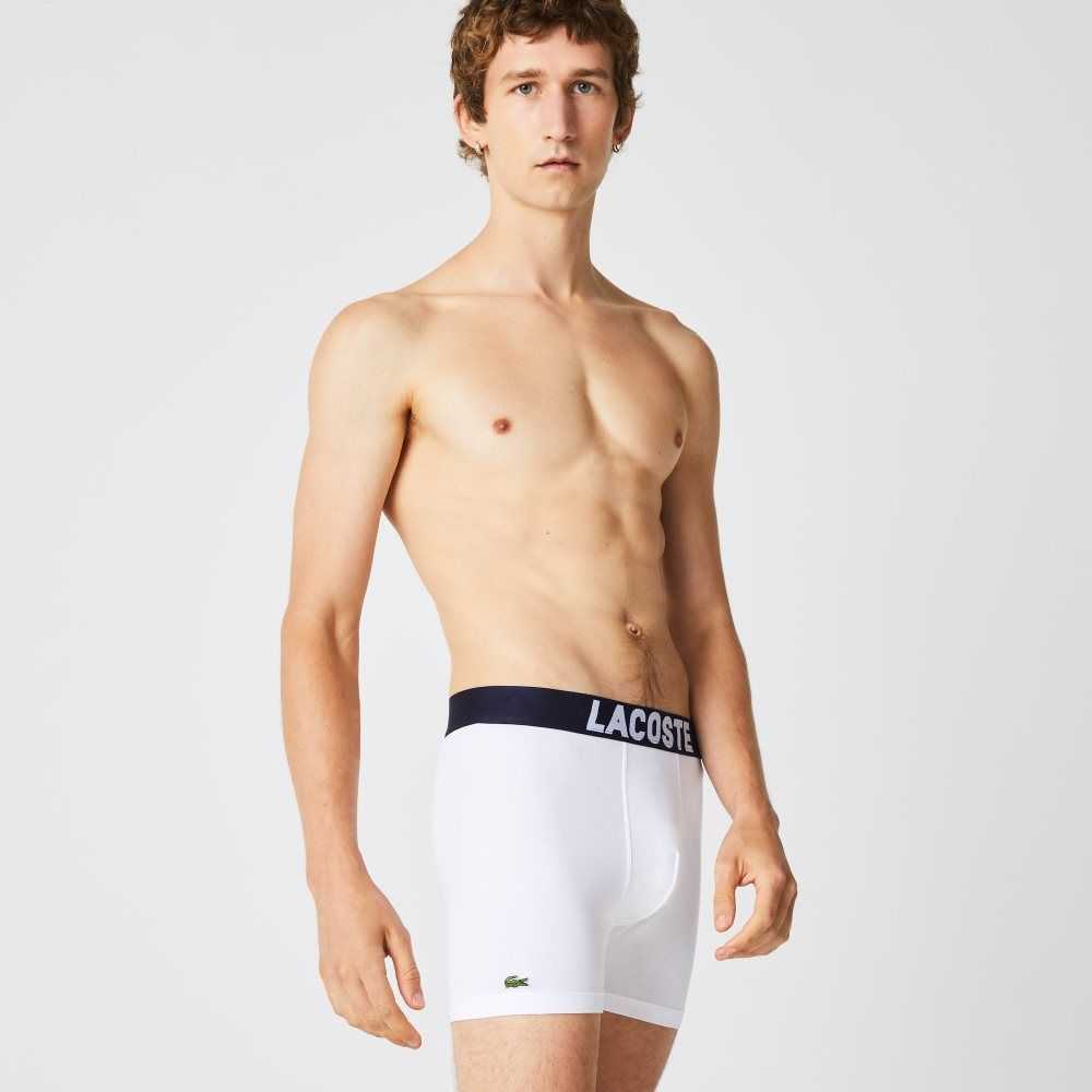 Lacoste Nautical Print Boksör Brief 3-Pack Gri Lacivert Mavi Beyaz | AJ0978135