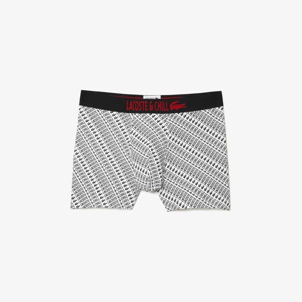 Lacoste Netflix Jersey Boxers Beyaz Siyah | GS1876394