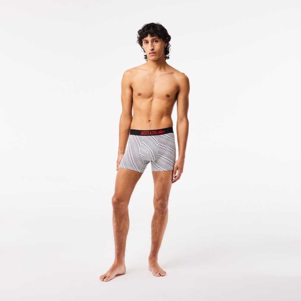 Lacoste Netflix Jersey Boxers Beyaz Siyah | GS1876394