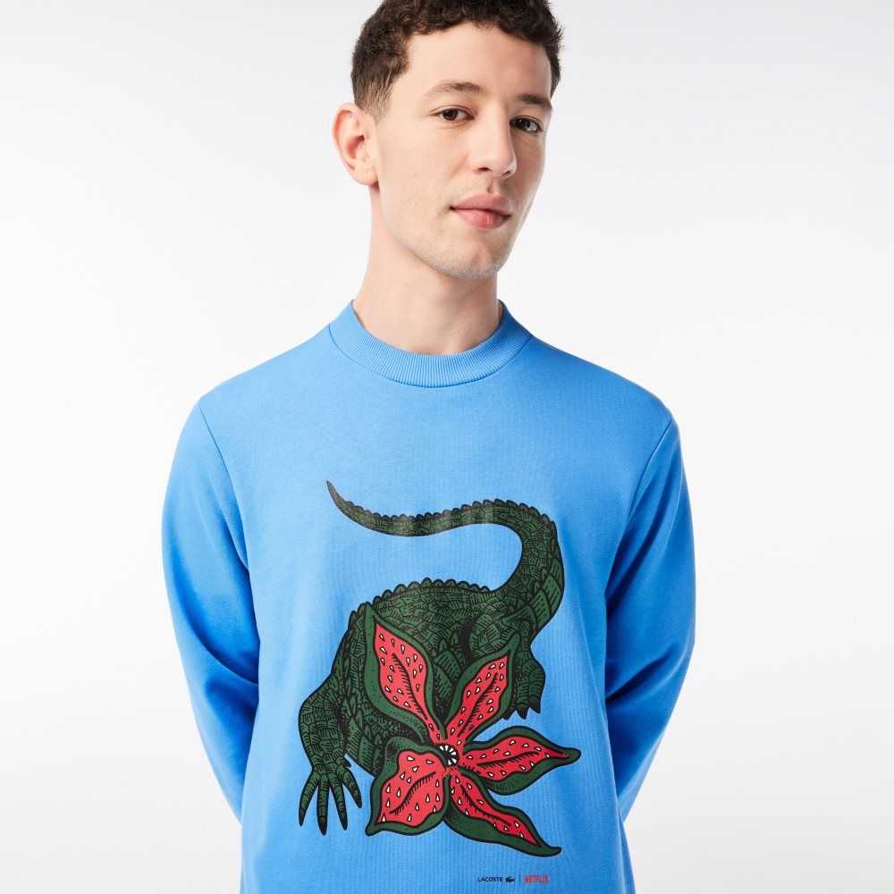 Lacoste Netflix Organic Pamuklu Fleece Print Mavi | MF6589172