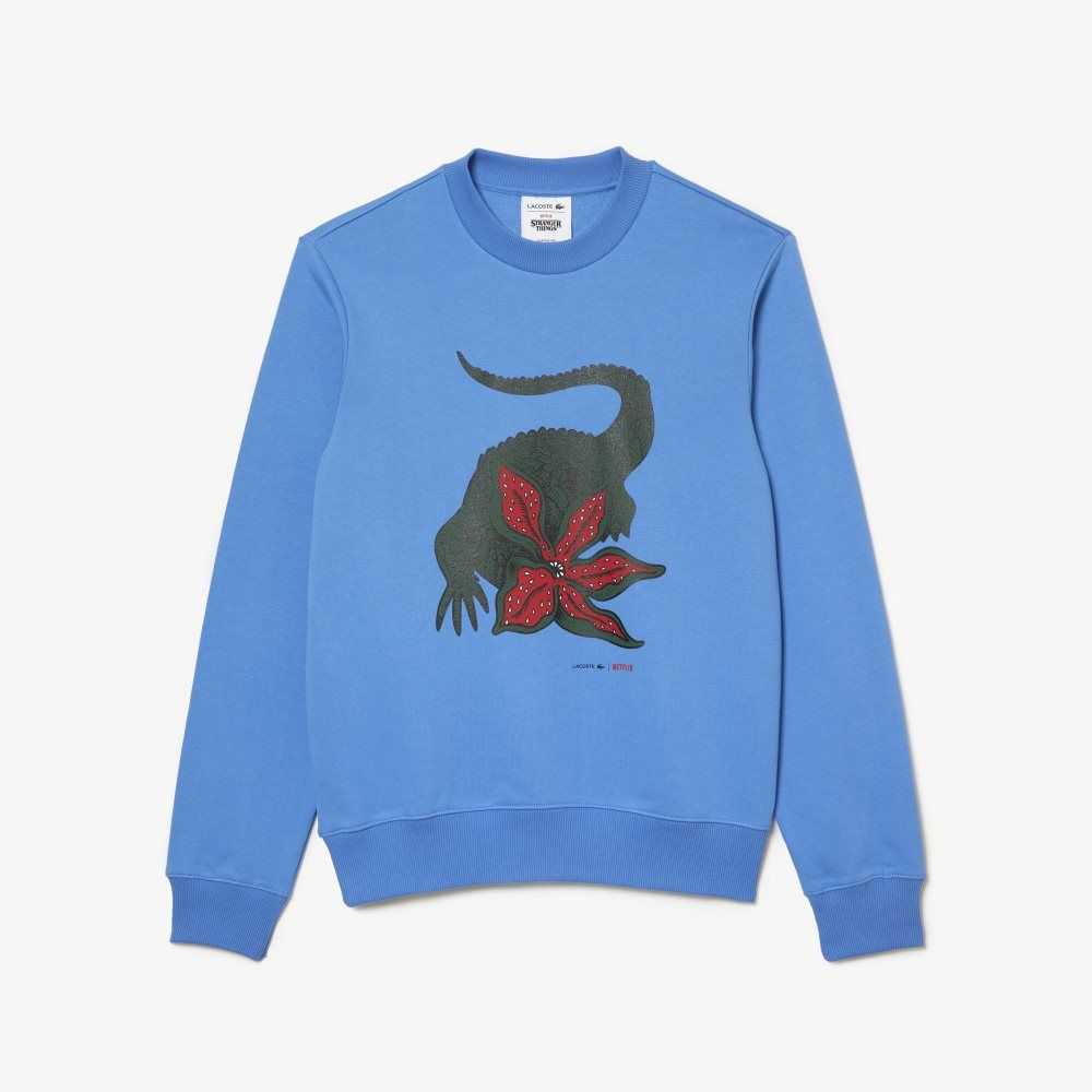 Lacoste Netflix Organic Pamuklu Fleece Print Mavi | MF6589172