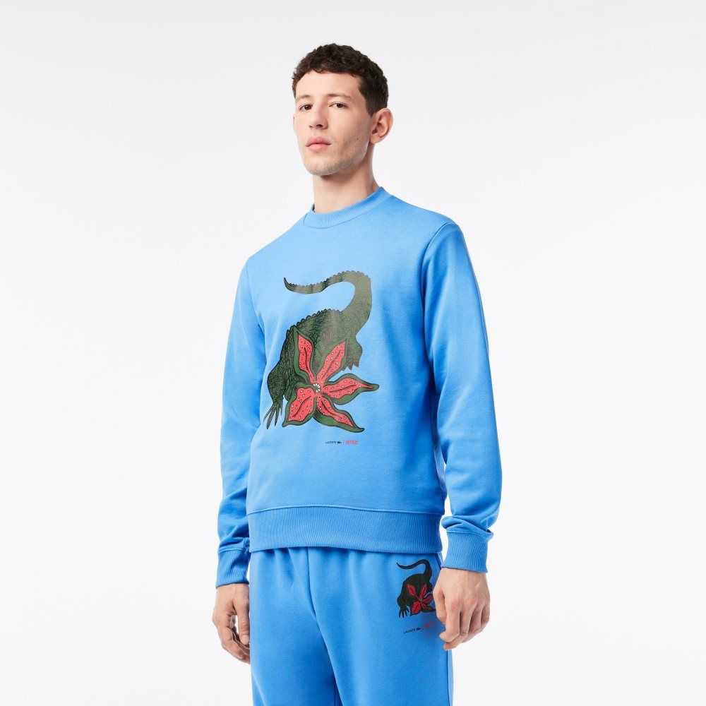 Lacoste Netflix Organic Pamuklu Fleece Print Mavi | MF6589172