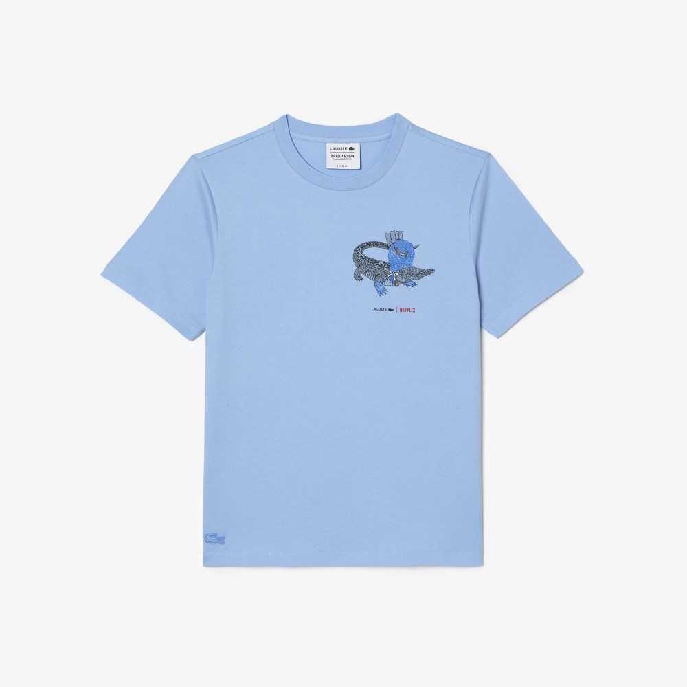 Lacoste Netflix Organic Pamuklu Jersey T-Shirt Mavi | XS4137685