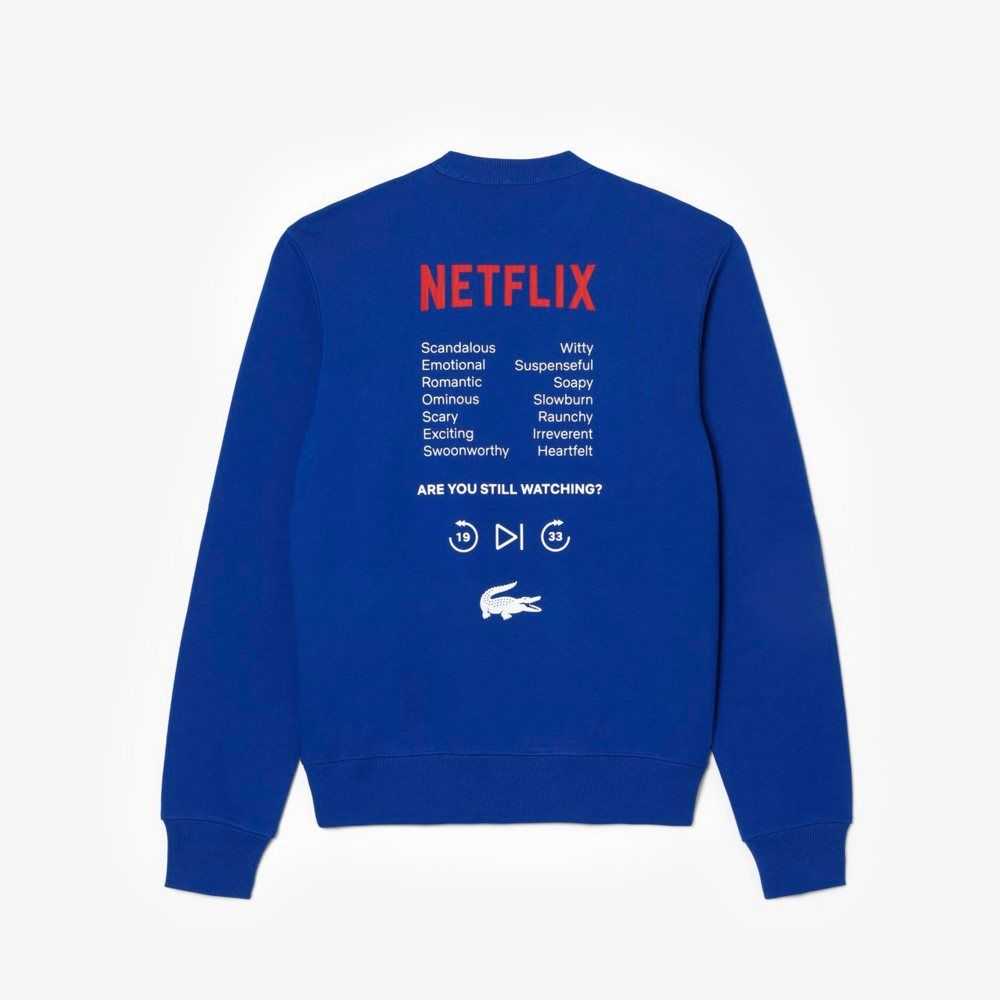 Lacoste Netflix Round Neck Print Back Mavi | IS9284175