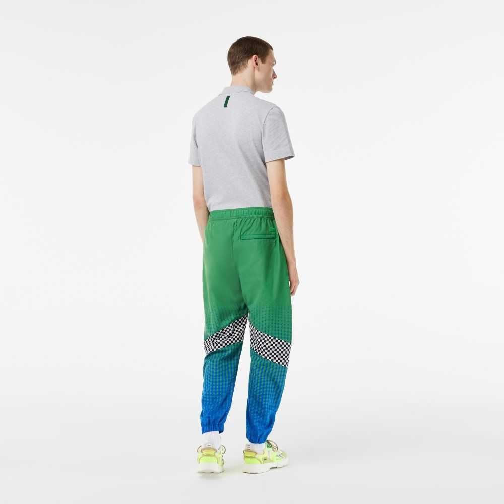 Lacoste Ombre Checkerboard Print Parça Pants Yeşil Mavi | DM6843210