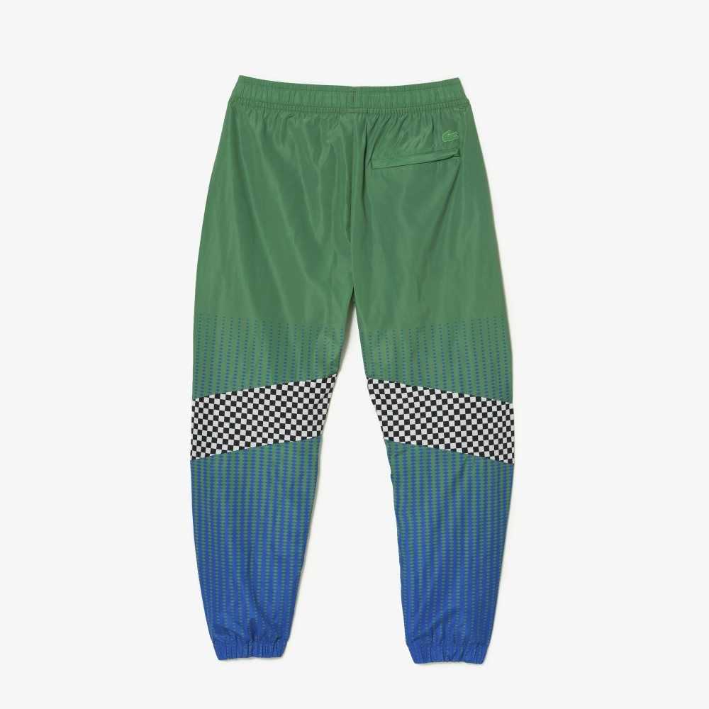 Lacoste Ombre Checkerboard Print Parça Pants Yeşil Mavi | DM6843210