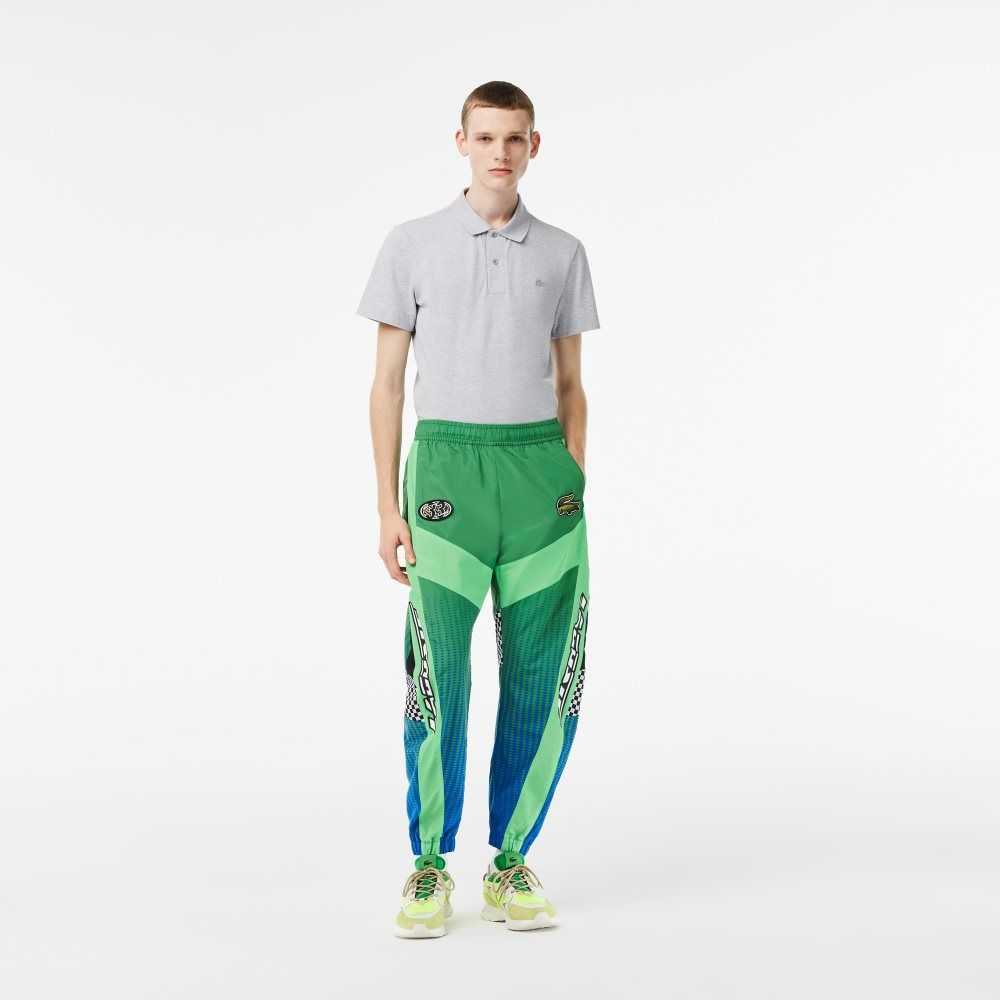 Lacoste Ombre Checkerboard Print Parça Pants Yeşil Mavi | DM6843210