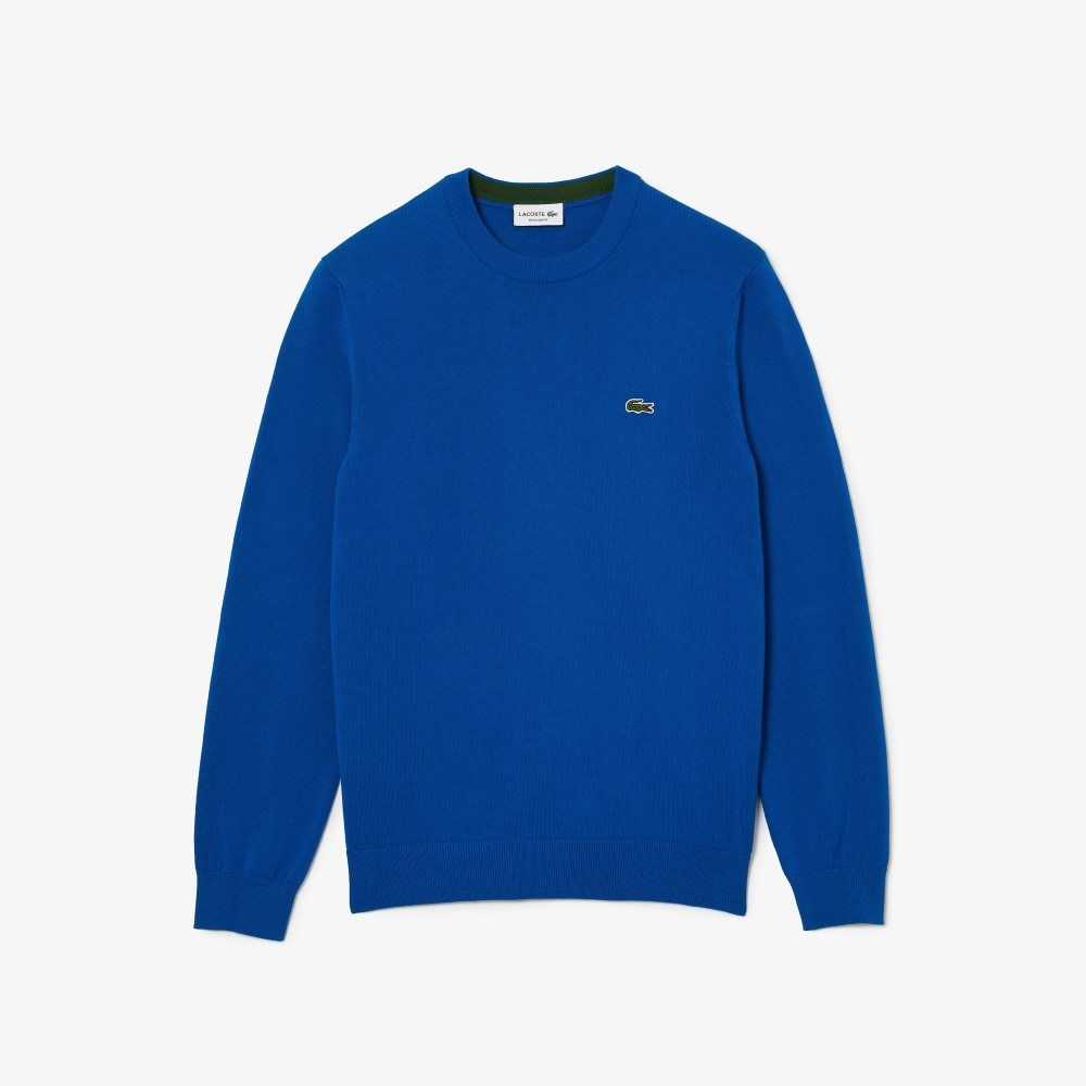 Lacoste Organic Pamuklu Crew Neck Mavi | GQ8679143