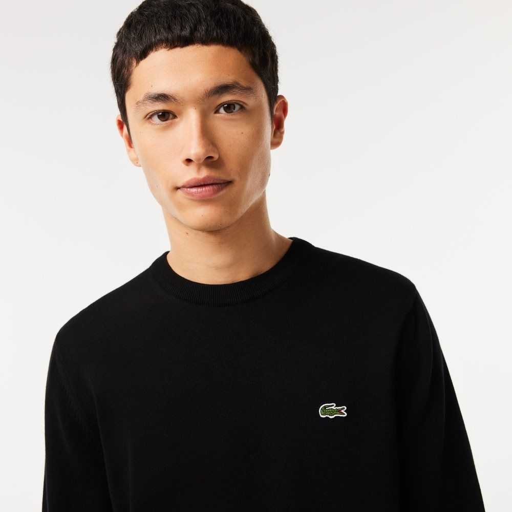 Lacoste Organic Pamuklu Crew Neck Siyah | NX6341052