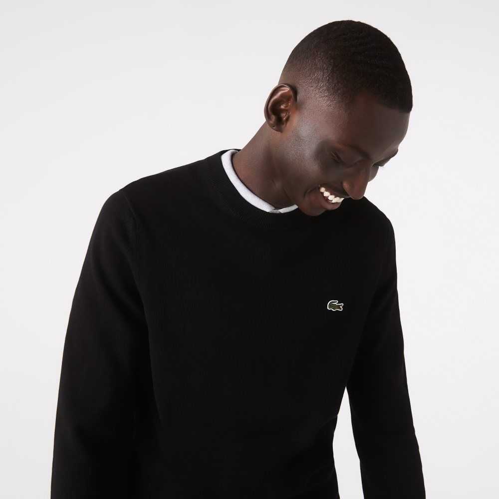 Lacoste Organic Pamuklu Crew Neck Siyah | NX6341052