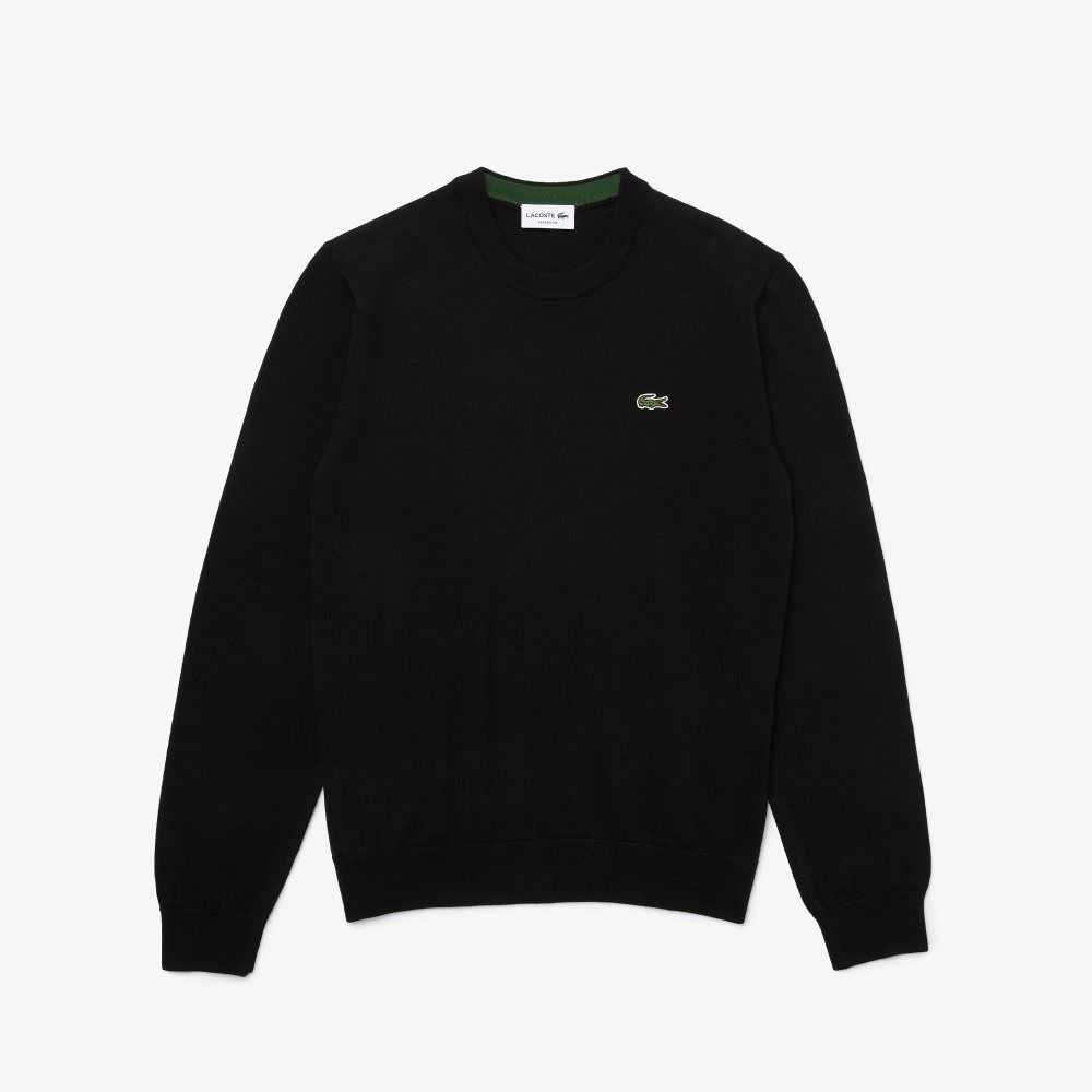 Lacoste Organic Pamuklu Crew Neck Siyah | NX6341052