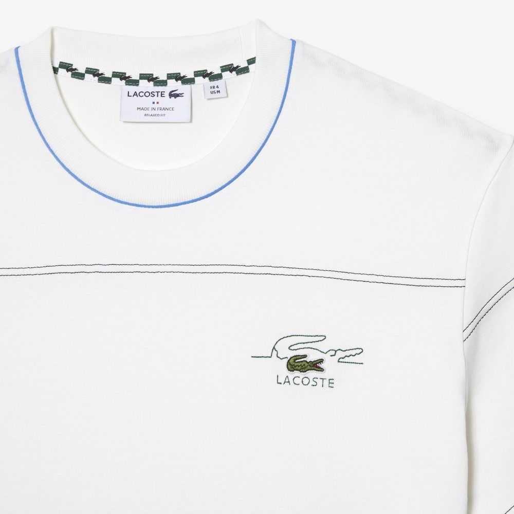 Lacoste Organic Pamuklu Jersey Stripe Beyaz | ZH1678095