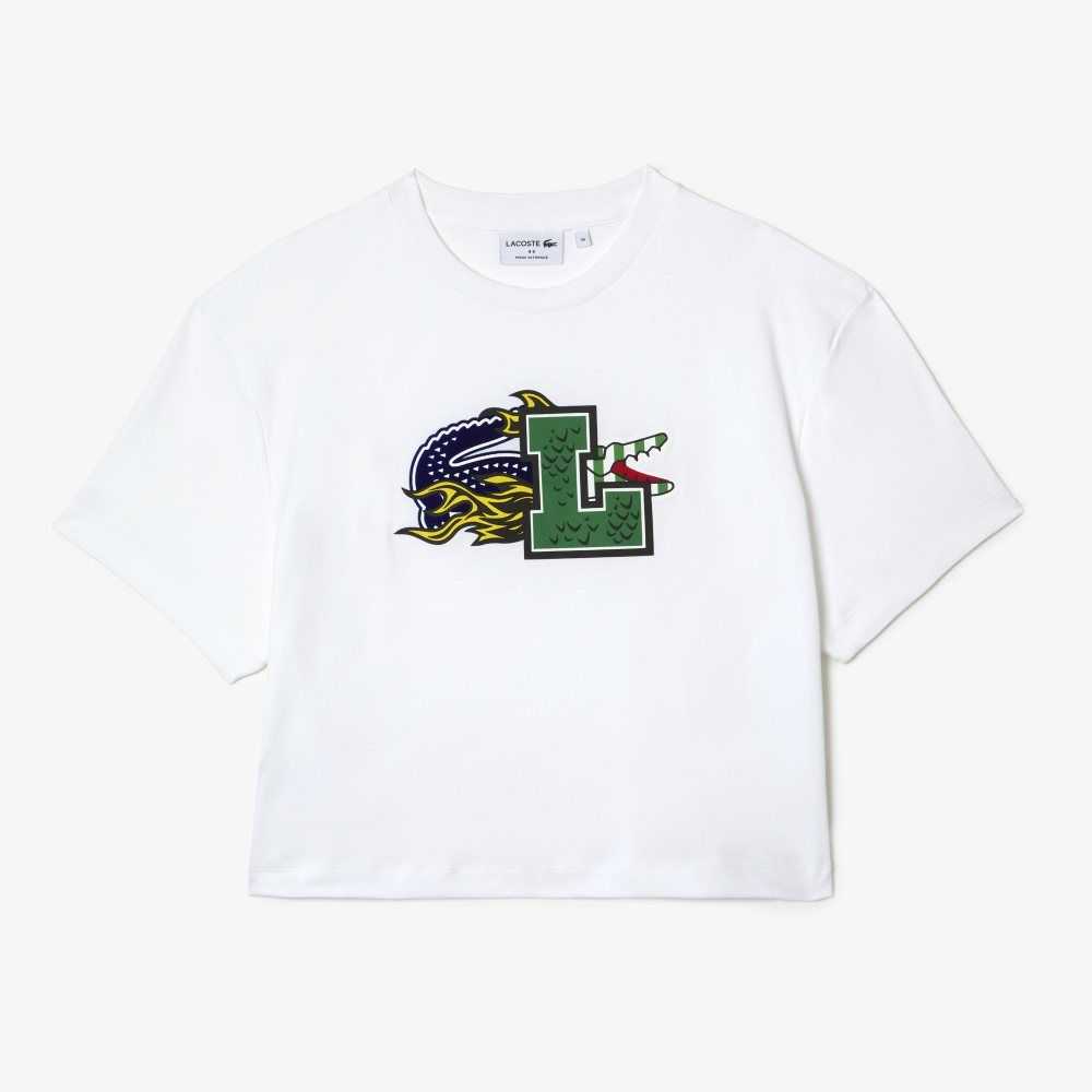 Lacoste Oversized Organic Pamuklu T-Shirt Beyaz | YQ1026958