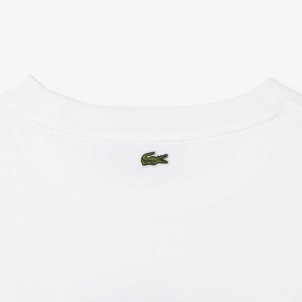 Lacoste Oversized Organic Pamuklu T-Shirt Beyaz | YQ1026958