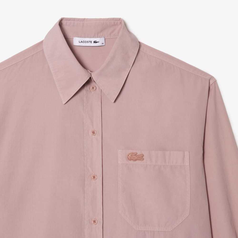 Lacoste Oversized Pamuklu Poplin Shirt Pembe | AJ9718546