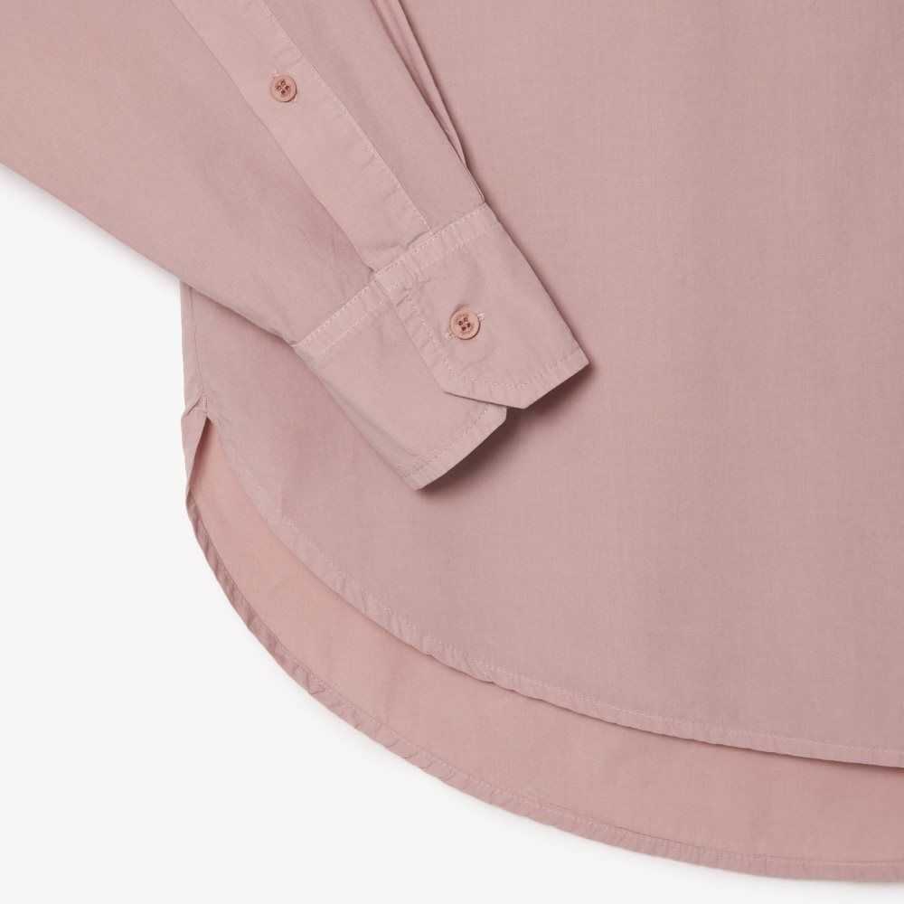 Lacoste Oversized Pamuklu Poplin Shirt Pembe | AJ9718546