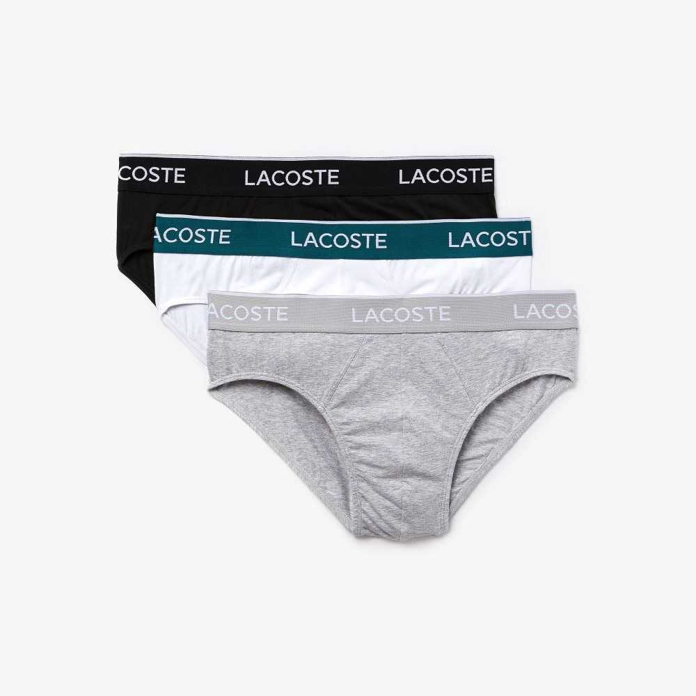 Lacoste Pack Of 3 Gündelik Briefs Siyah Beyaz Gri | CV5834619