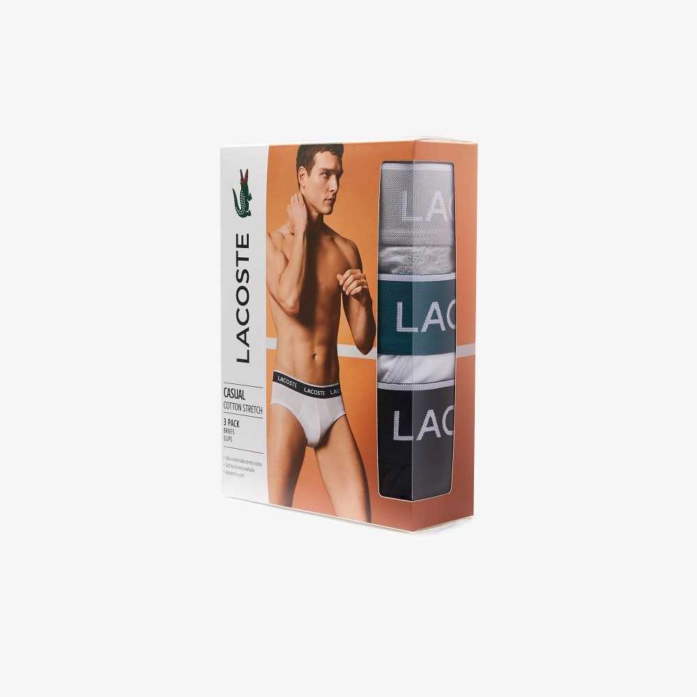 Lacoste Pack Of 3 Gündelik Briefs Siyah Beyaz Gri | CV5834619