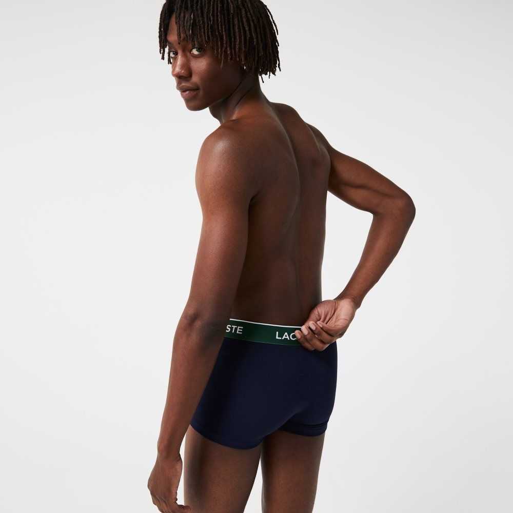 Lacoste Pack Of 3 Navy Gündelik Boksör Briefs With Contrasting Waistband Lacivert Mavi Yeşil Kırmızı Lacivert Mavi | WE4568302