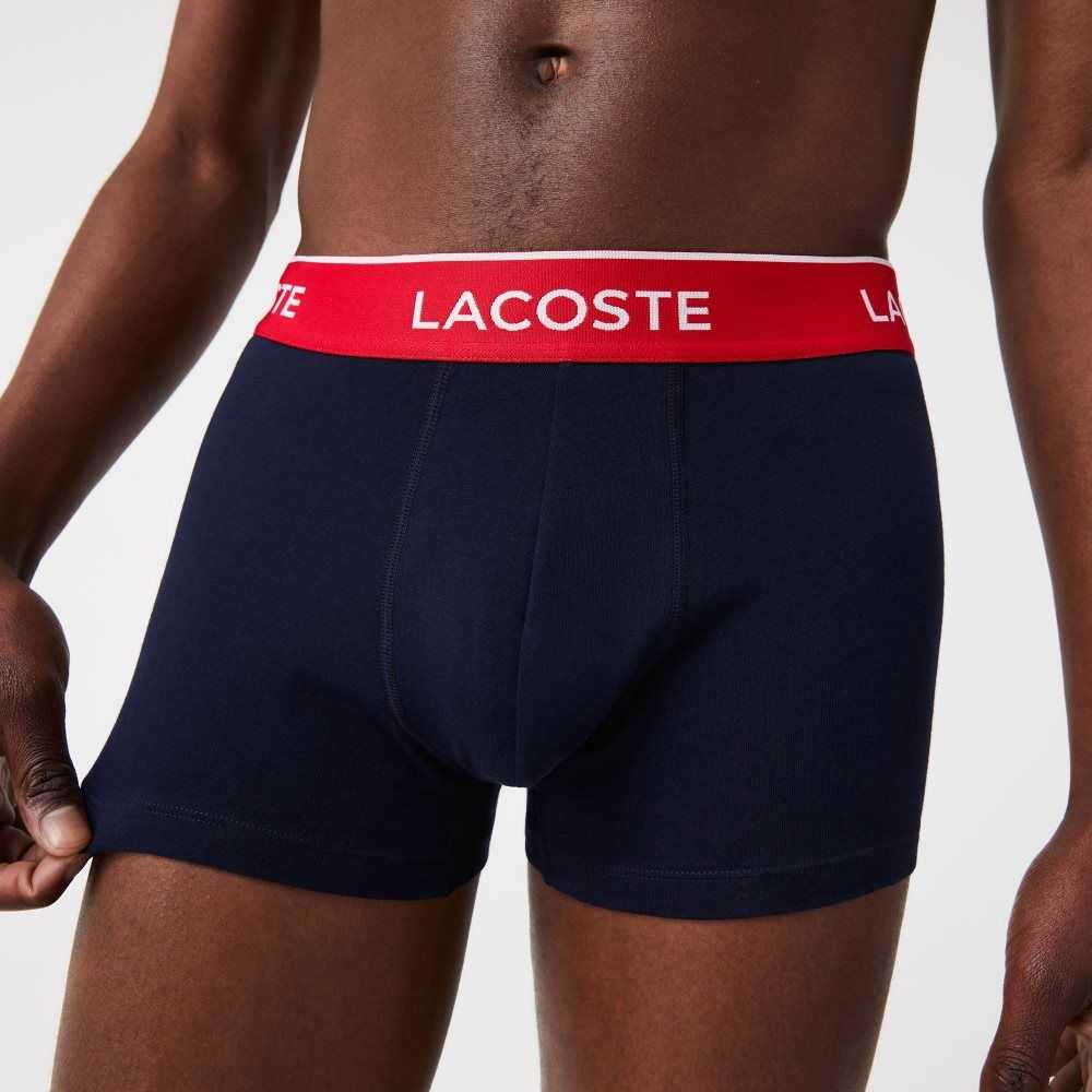 Lacoste Pack Of 3 Navy Gündelik Boksör Briefs With Contrasting Waistband Lacivert Mavi Yeşil Kırmızı Lacivert Mavi | WE4568302