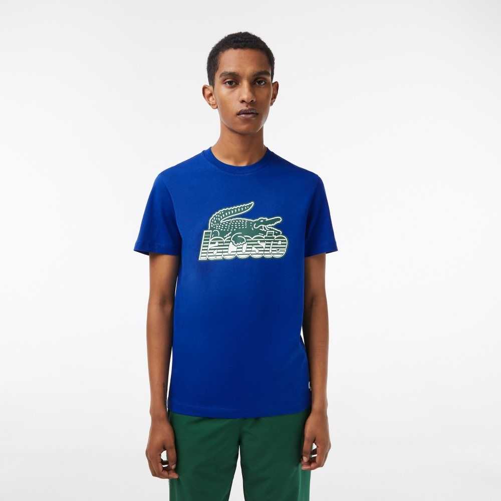 Lacoste Pamuklu Jersey Print Mavi | DV2031758