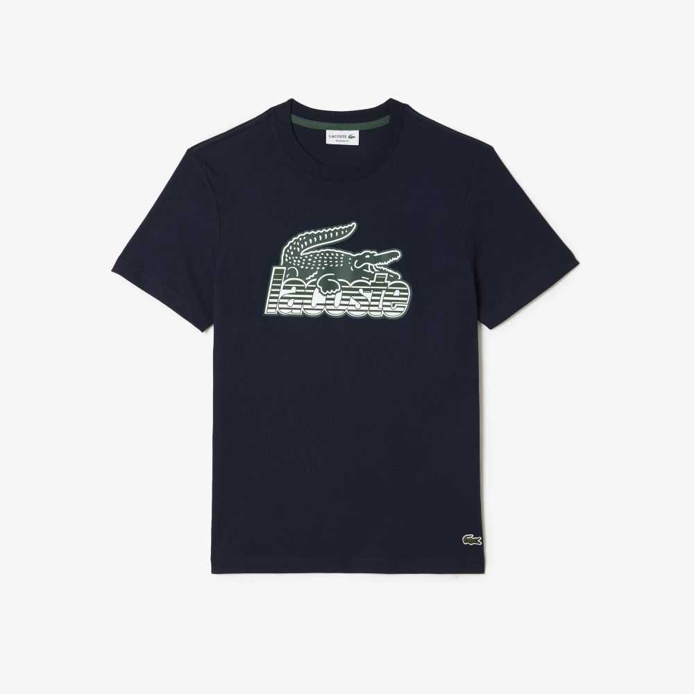 Lacoste Pamuklu Jersey Print T-Shirt Lacivert Mavi | DX1269835